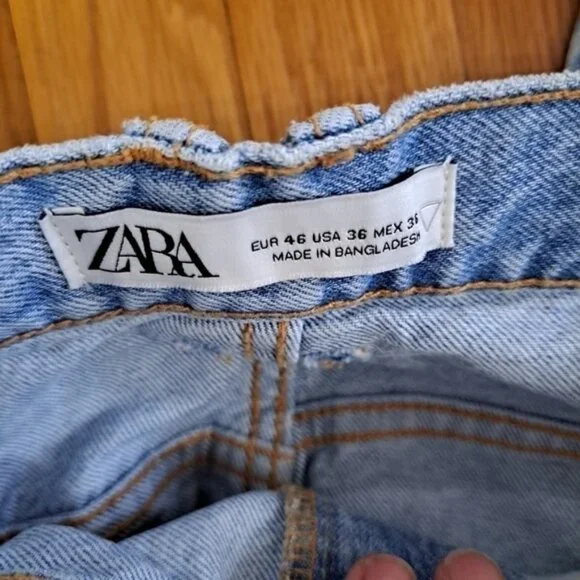 New Zara Women's Size 36 Straight Tapered Denim Jeans Light Wash Cotton Tag - Picture 4 of 12
